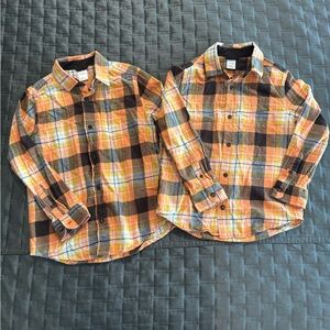 Plaid flannel Kids Shirt - Orange and Black